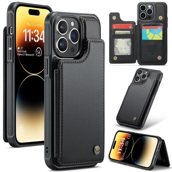 CASEME iPhone 14 Pro Max mobiilisuojuskorttikotelo C22 RFID - musta