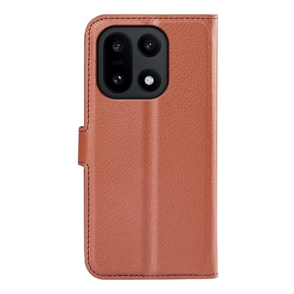 AMORUS OnePlus 15 Konstläder Plånboksfodral Litchi Shockproof - Brun Brun