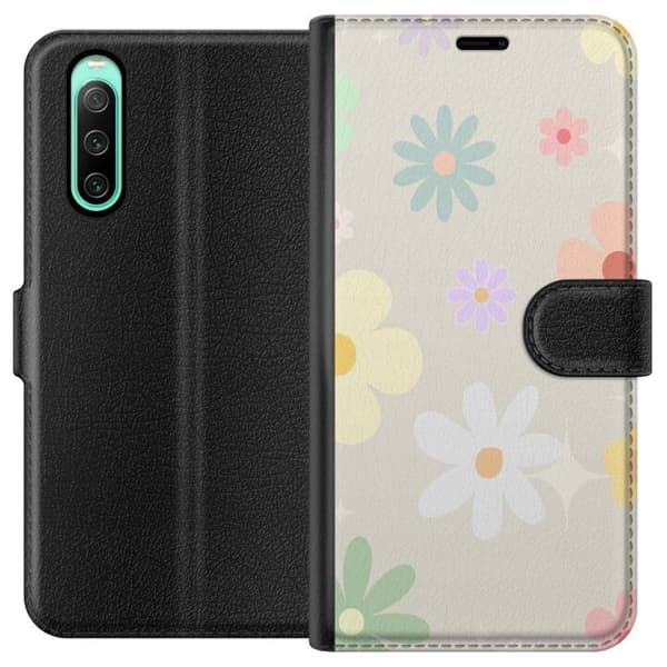 Pung-etui til Sony Xperia 10 IV med falmende blomster