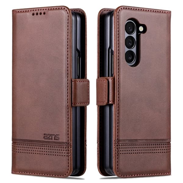 AZNS Samsung Galaxy Z Fold6 Plånboksfodral Konstläder - Brun