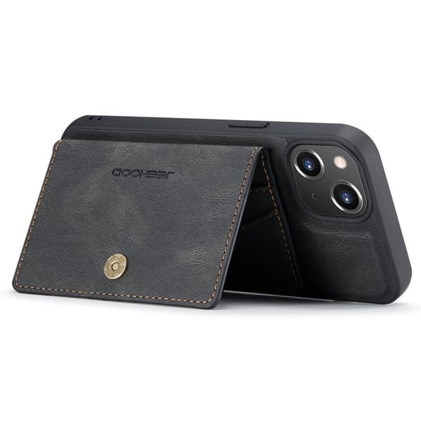 JEEHOOD iPhone 14 Plus Plånboksfodral 2-i-1 Konstläder TPU Svart