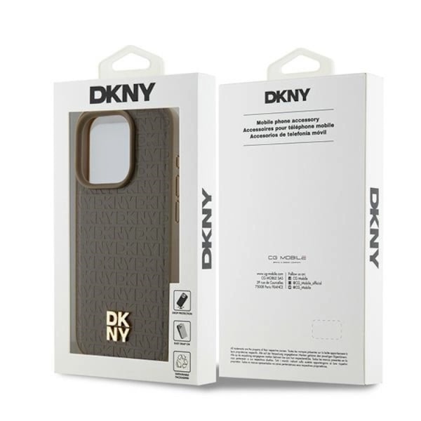 DKNY iPhone 15/14 Plus Mobilskal Magsafe Läder Pattern Metal Logo