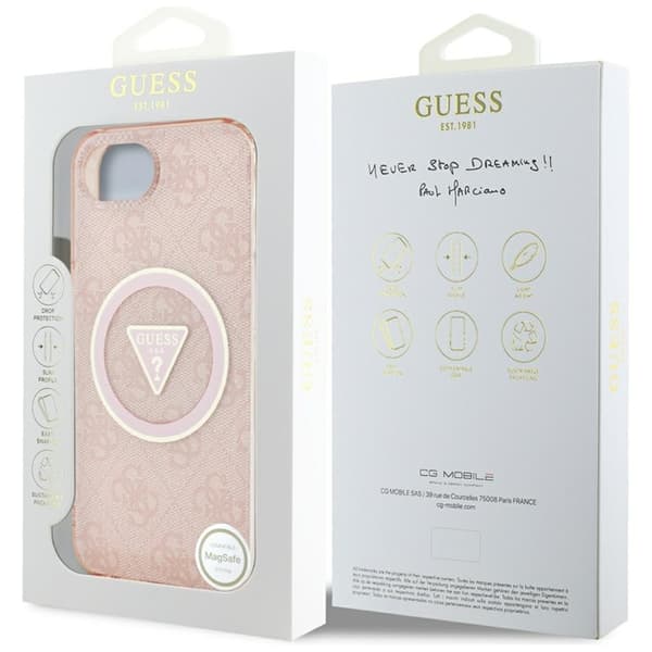 Guess Telefontaske til iPhone 16e Magsafe Metal Glitter - Lyserød Rosa