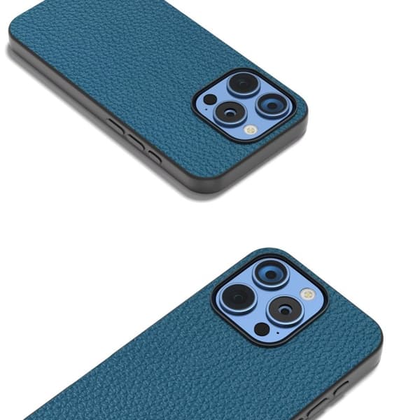 ABEEL Mobilskal till iPhone 16 Pro TPU + Äkta Läder Skydd - Blå