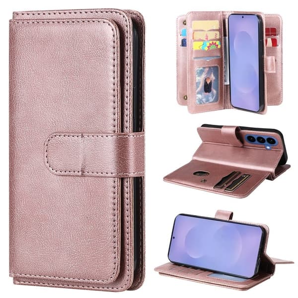 Samsung Galaxy S26 / S26 Pro Plånboksfodral Ställ Konstläder - Roséguld