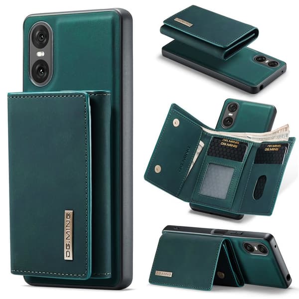 DG.MING Sony Xperia 10 VI Kickstand Konstläder Plånboksfodral Grön
