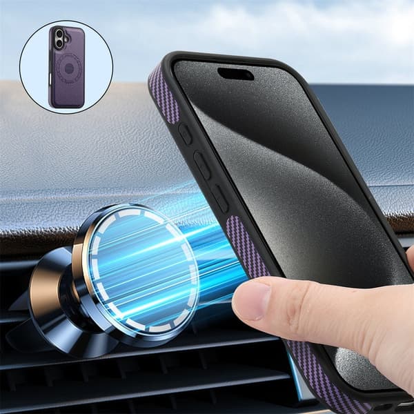 DENIOR Mobilskal till iPhone 16 Äkta Läder Magnetiskt Lila