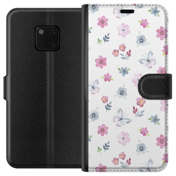 Huawei Mate 20 Pro tegnebog med blomster og sommerfugle
