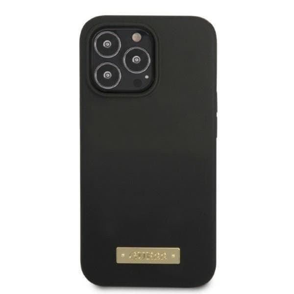 Guess iPhone 13 Pro Max Skal MagSafe Silicone Logo Plate - Sort Black