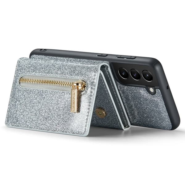 DG.MING M3 Series Samsung Galaxy S24 Konstläder Plånboksfodral Silver
