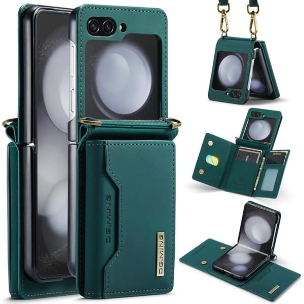 DG.MING Samsung Galaxy Z Flip7 FE Konstläder Plånboksfodral - Grön