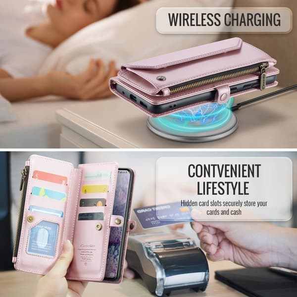 CASEME Plånboksfodral Konstläder för Samsung Galaxy S20 Plus - Rosa