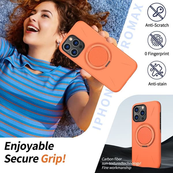 Mobilskal till iPhone 14 Pro MagSafe Rotating Kickstand TPU + PC Orange