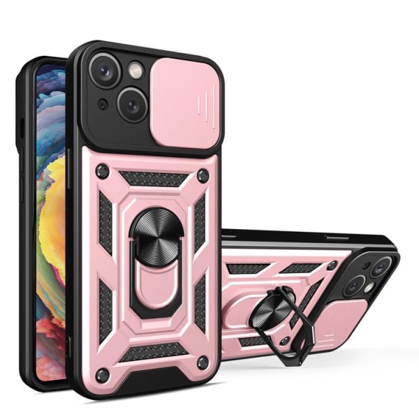 iPhone 15 Plus Mobile Cover Camshield Hybrid Armor - vaaleanpunainen