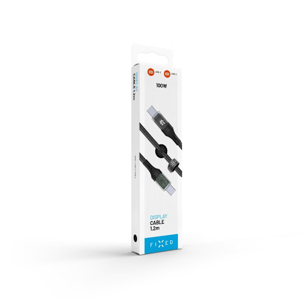 FIXED LED Laddningsdisplay USB-C/C 100W kabel 1.2m Svart