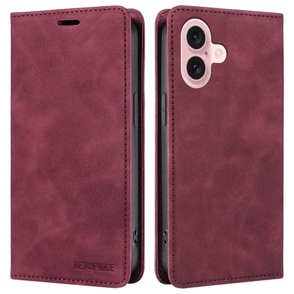 BETOPNICE 003 iPhone 16 Plånboksfodral i Konstläder - Röd