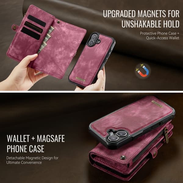 CASEME 008 iPhone 17 Plånboksfodral i Konstläder med - Röd
