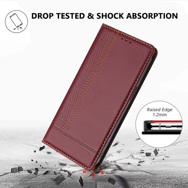 OnePlus 15 Plånboksfodral L-Shaped Grid Pattern Konstläder Vinröd