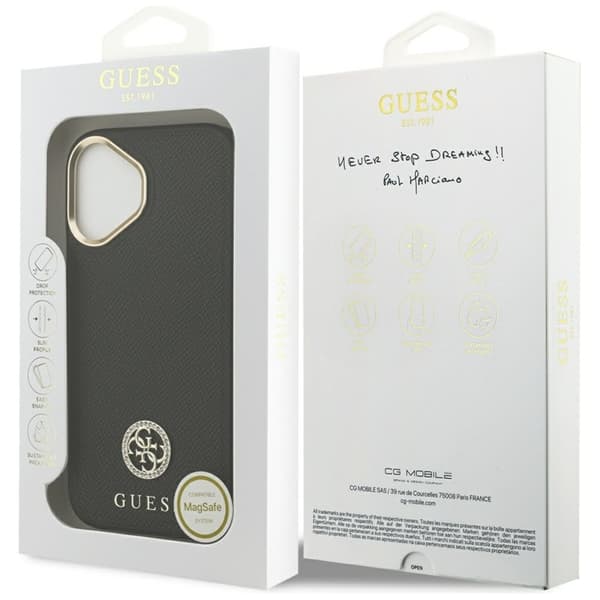 Guess Mobilskal till iPhone 17 Magsafe Grained Strass Logo - Svart Svart