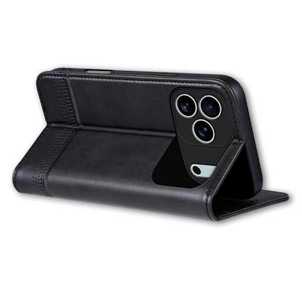 AZNS iPhone 17 Pro Plånboksfodral Konstläder - Svart