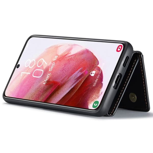 DG.MING Konstläder Plånboksfodral för Samsung Galaxy S22+ 5G - Svart