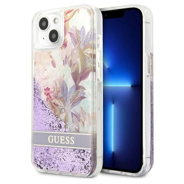 Guess iPhone 13 mini Skal Flower Liquid Glitter - Lila Lila