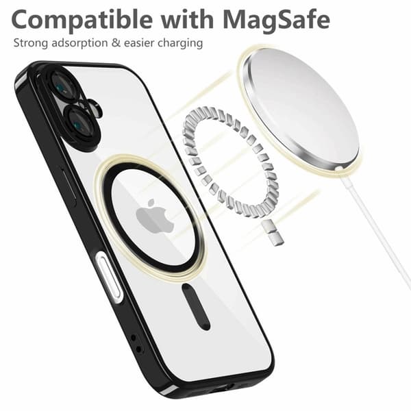 Tech-Protect telefontaske til iPhone 16e Magsafe Magflex - skinnende sort Svart