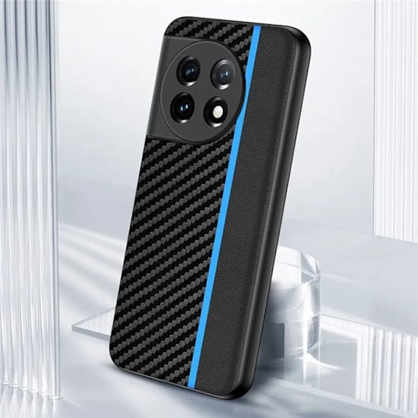 OnePlus 11 5G Mobilskal Carbon Fiber PU-Läder - Carbon Svart