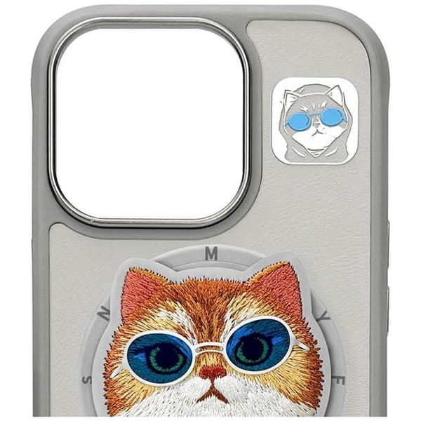 Nimmy Telefontaske til iPhone 16 Pro MagSafe Briller Cool Cat - Grå Grå