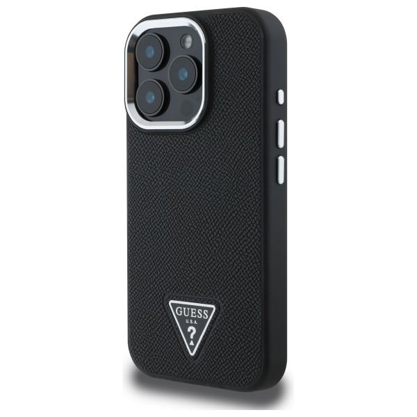 Guess Mobilskal till iPhone 16 Pro Max MagSafe Grained Triangle - Svart Black