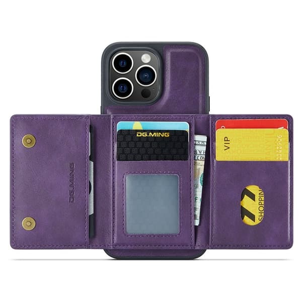 DG.MING M5 Series Mobilskal till iPhone 12 Pro Max Wallet Lila
