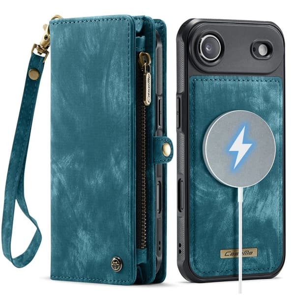 CASEME 008 iPhone Air Plånboksfodral i Konstläder med Blå