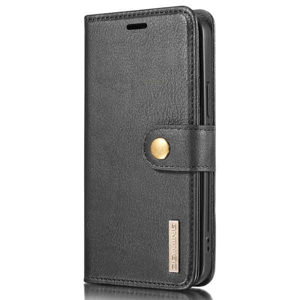 DG.MING iPhone 13 Pro Plånboksfodral Drop-resistant Äkta läder Svart