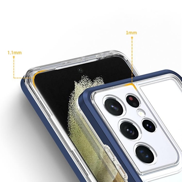 Galaxy S23 Ultra Skal Clear 3in1 - Blå