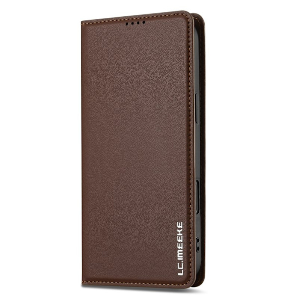 LC.IMEEKE L1 Series iPhone 16 Plus Plånboksfodral Konstläder - Brun
