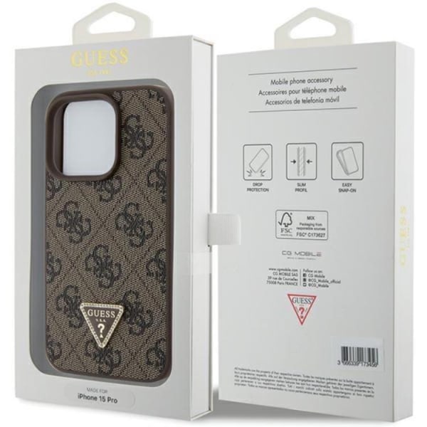 Guess iPhone 15 Pro Mobilskal 4G Triangle Strass - Brun