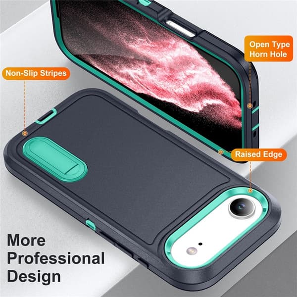 Mobilskal till iPhone Air Kickstand Silikon - Mörkblå/Ljusgrön Grön