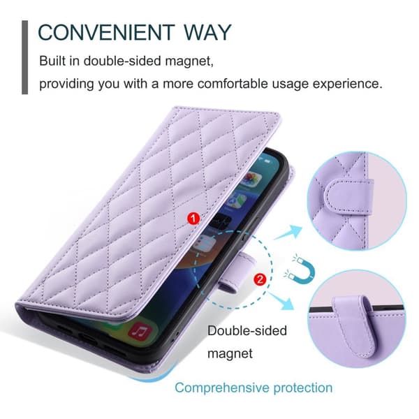 Plånboksfodral för Samsung Galaxy S26 Plus Konstläder med axelrem - Lila