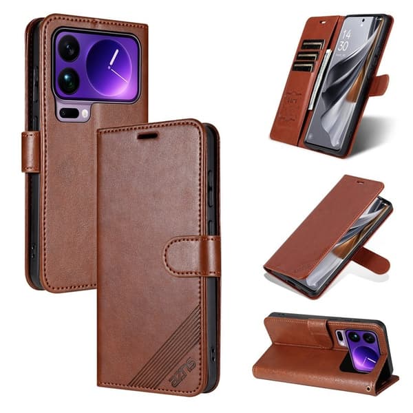AZNS Xiaomi 17 Pro Max Plånboksfodral Anti-Scratch Konstläder - Brun