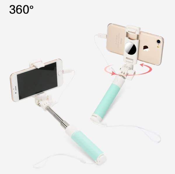 USAMS Lightning Mirror Selfiestick -langallinen - Musta Black