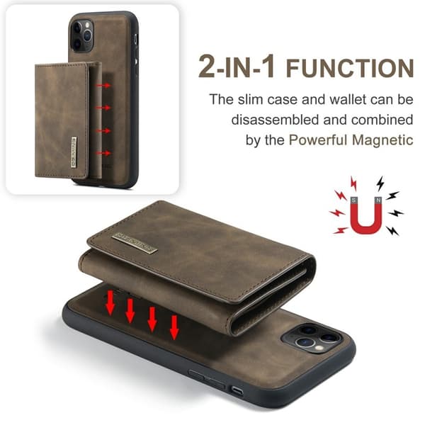 DG.MING M1 Wallet Mobilskal med Kickstand för iPhone 11 Pro - Brun