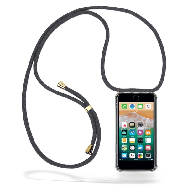 Boom iPhone 7 Plus etui med mobil halskæde - Grå ledning