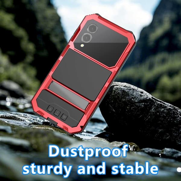 R-JUST Mobilskal till Galaxy S25 Edge PC + Silikon + Metall Röd