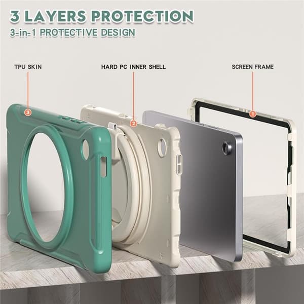 Mobilskal till Galaxy Tab A11 Rotary Kickstand Handle - Emerald Grön Grön