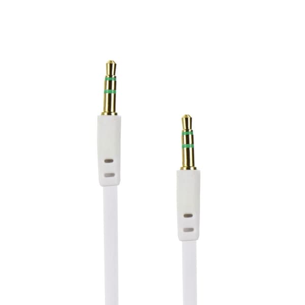 Fladt AUX-kabel 3,5 mm Jack hvid 1m Vit
