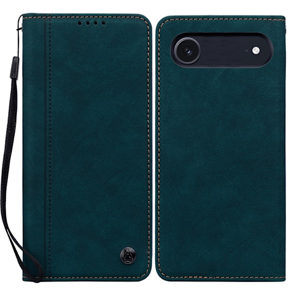 iPhone Air Konstläder Plånboksfodral med Rem Lines Pattern - Grön Grön