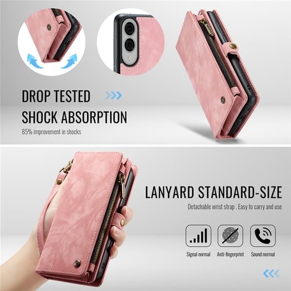 CASEME Galaxy S25 Edge Plånboksfodral Med Rem - Rosa Rosa