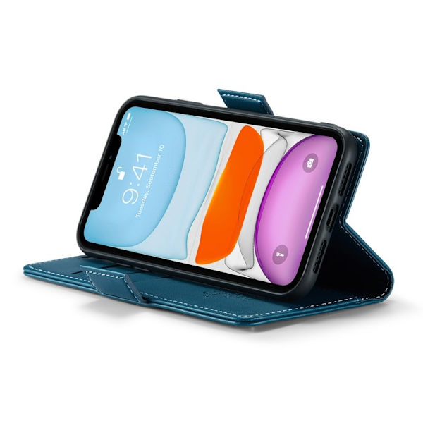 CASEME iPhone 11 Plånboksfodral Konstläder RFID-Skydd Blå