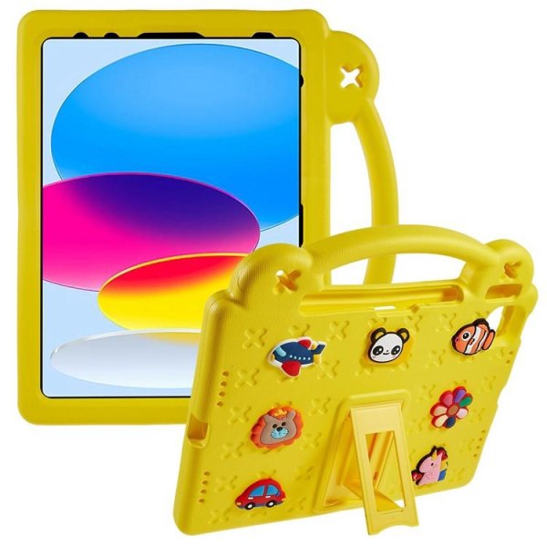 iPad 10.9 (2022) Shell EVA Kickstand iskunkestävä - keltainen