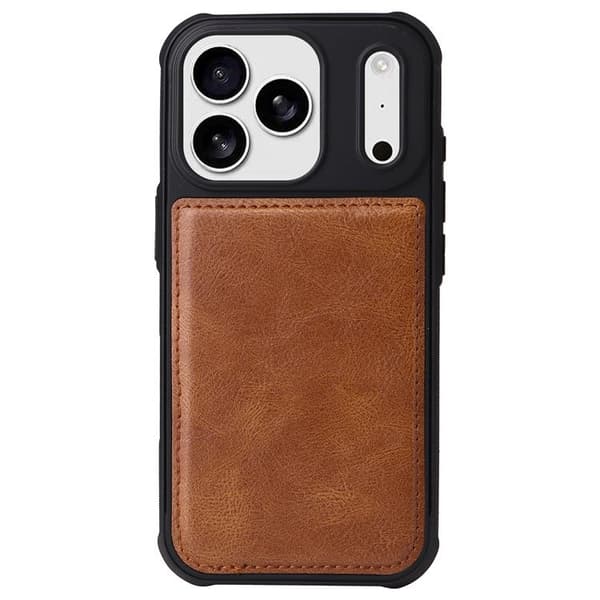 iPhone 17 Pro Konstläder Plånboksfodral Detachable Zipper - Brun Brun